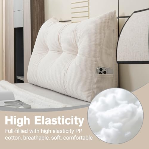 Twin XL Wedge Reading Pillow with Side Pockets | Dorm Bed Comfort