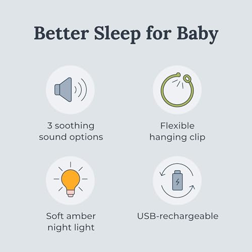 Portable White Noise Machine for Baby with Night Light & Stroller Clip