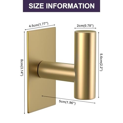 VAEHOLD Heavy Duty Adhesive Wall Towel Hooks Waterproof Stainless Steel Gold 2 Pack