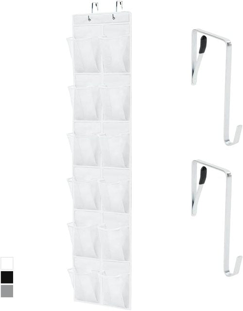 GORILLA GRIP Over The Door Shoe Organizer - 12 Large Breathable Mesh Pockets, Space-Saving Design, 64H x 9.5W, White