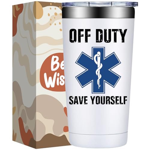 BIRGILT EMT Gifts for Men Women Paramedic EMS Week 20oz White Tumbler