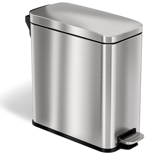 3 Gallon Stainless Steel Slim Bathroom Trash Can with Step Pedal