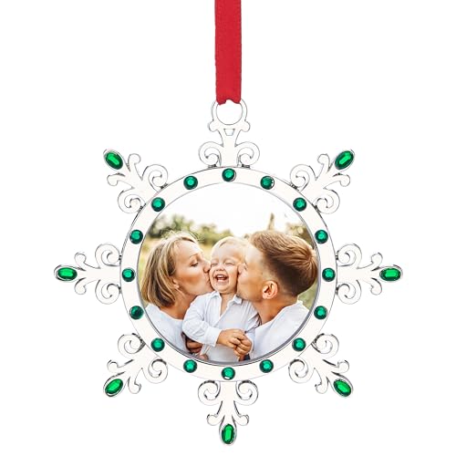 Joiedomi Green Snowflake Photo Ornament - Reusable Christmas Tree Decoration