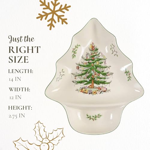 Spode Christmas Tree 14-Inch Chip & Dip (Large Pack of 2) Porcelain Tree Dish