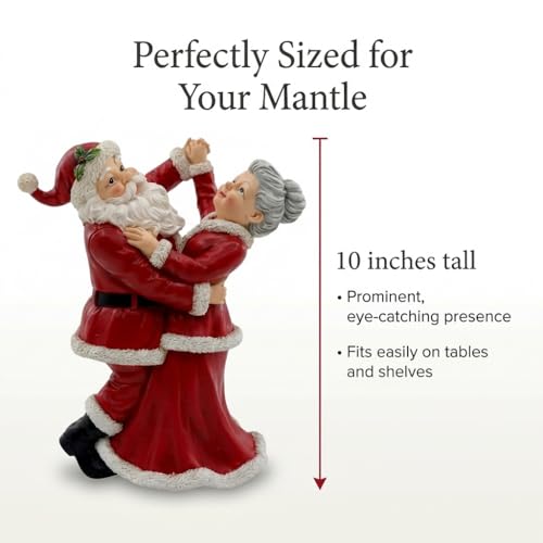 10-Inch Dancing Santa & Mrs. Claus Christmas Figurine - Holiday Decor