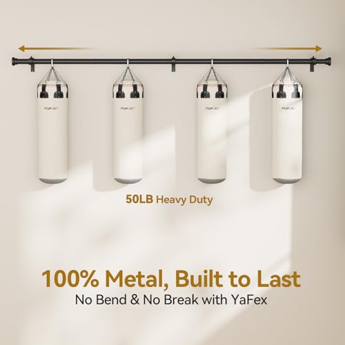 YaFex Heavy Duty Adjustable Curtain Rod 32-144 Inch Black Metal