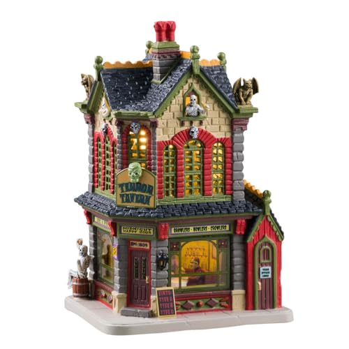 Terror Tavern Lighted Halloween Village Building with LED Lights