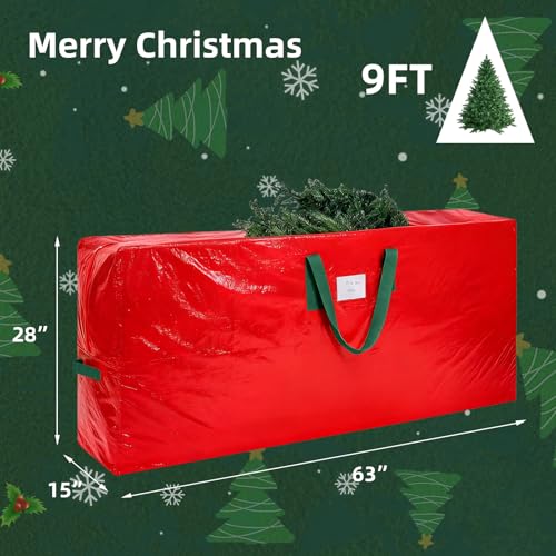 Large Christmas Tree Storage Bag for 9 Foot Trees Waterproof Red
