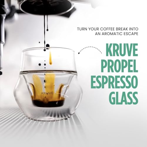 KRUVE Propel Double-Walled Glass Espresso Cups - Clear, 2.5 oz, Set of Two, Scientific Design for Better Tasting Coffee - Includes Variation: Clear - Two Glasses
