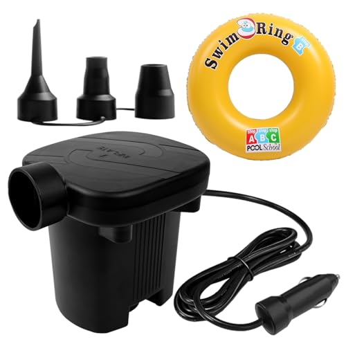 Electric Inflatable Bed Pump with 3 Nozzles & Free Swim Ring