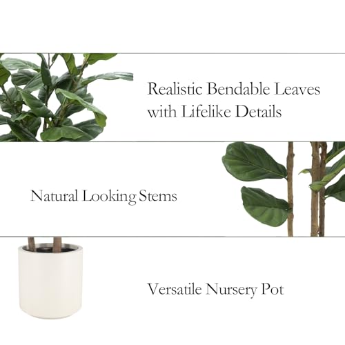 6FT Artificial Fiddle Leaf Fig Tree with White Planter - Lifelike Indoor Decor