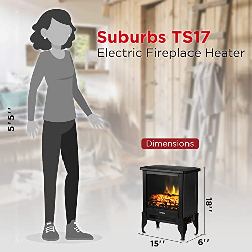 Compact Electric Fireplace Stove Freestanding Heater with Realistic Flame