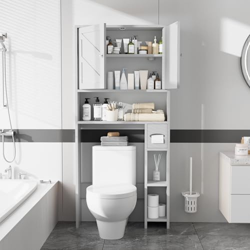 Freestanding Over-the-Toilet Storage Cabinet with Adjustable Shelves