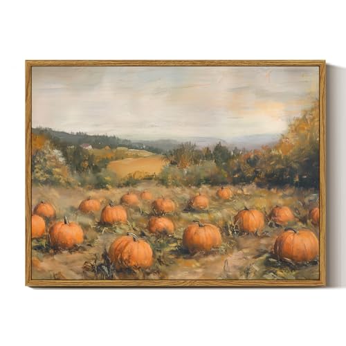 Framed Autumn Pumpkin Wall Art, 12x16 Inch Rustic Farmhouse Harvest Decor