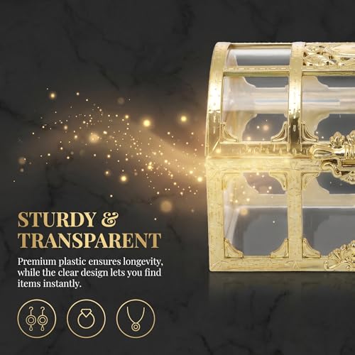 Transparent Pirate Treasure Chest Boxes, 2-Piece Mini Jewelry Organizers