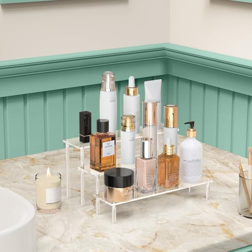 3-Tier Clear Acrylic Display Riser Stand for Perfumes, Figures & Cupcakes