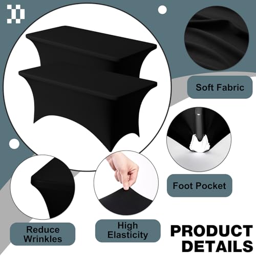 2-Pack 6ft Rectangular Spandex Tablecloth, Stretch Fitted Table Cover