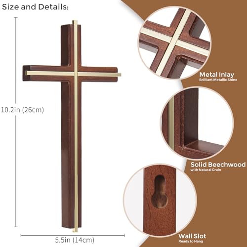 10-Inch Wooden Wall Cross - Modern Minimalist Religious Home Decor
