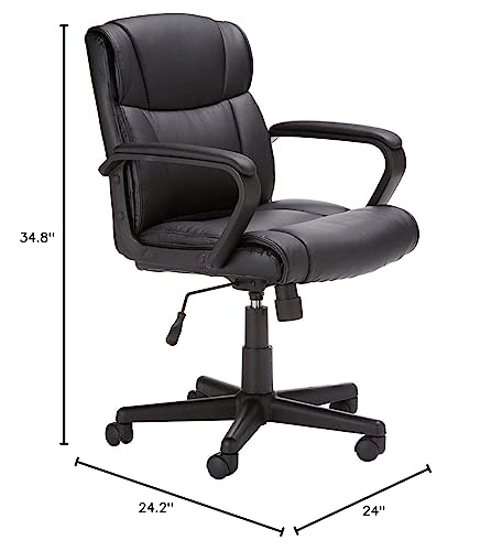 Mid-Back Padded Office Desk Chair, Adjustable Height and Swivel, Black