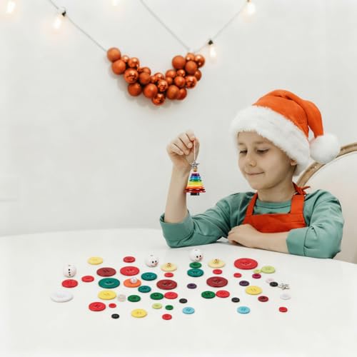 Soulchen 15 Sets Christmas Button Ornaments Snowman Santa Tree Crafts Decor