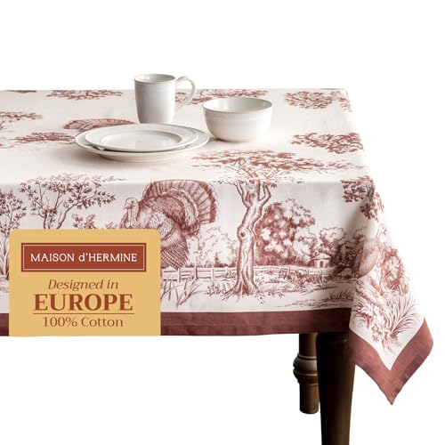Maison d'Hermine Holy Jouy Brown Rectangular Tablecloth 70x120 in Cotton