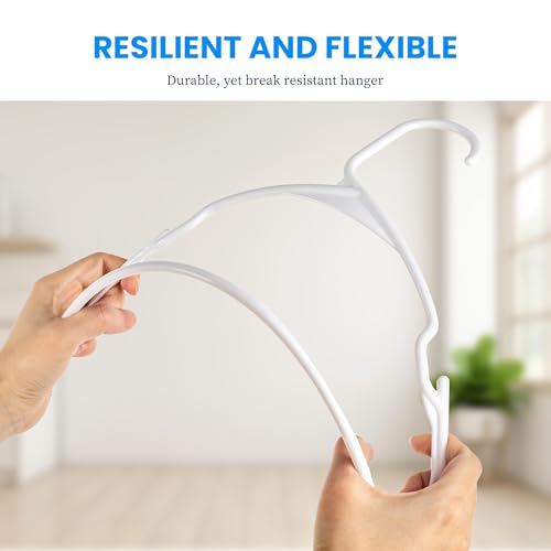 Simple Deluxe 50 Pack Plastic Hangers, Durable Clothes Hangers, Lightweight and Space-Saving Hangers for Shirts, Dresses, Coats, Pants, White