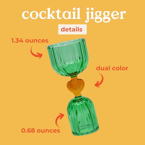 Ban.do Green & Orange Glass Cocktail Jigger - Double Shot Measuring Tool