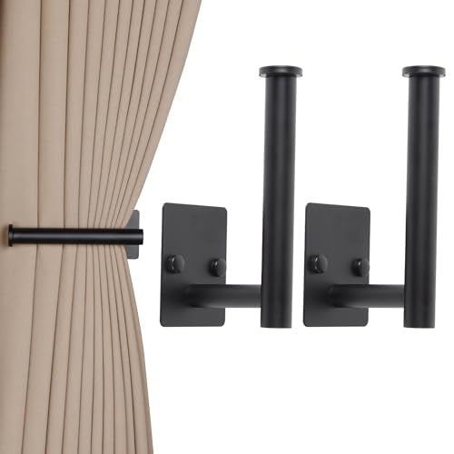 2-Pack Stainless Steel Curtain Holdbacks, Adhesive or Screw-In Wall Hooks