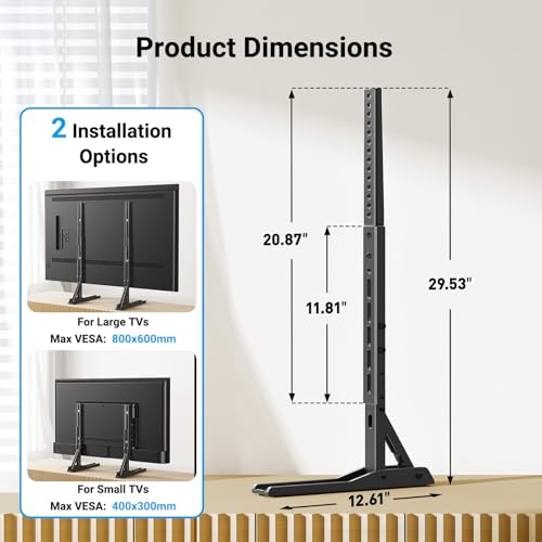 Universal Tabletop TV Stand Base for 20-75 Inch TVs - Height Adjustable
