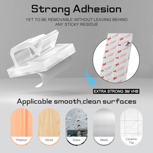 KGROTE 60 Pcs Clear Adhesive Christmas Light Clips & Cord Organizer Hooks