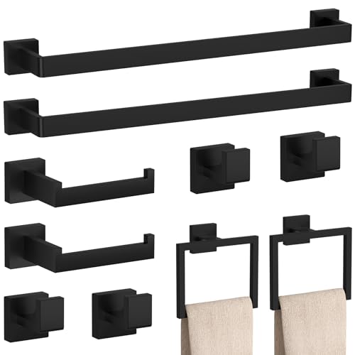 10-Piece Matte Black Bathroom Hardware Set - SUS304 Stainless Steel