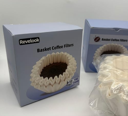 Basket Coffee Filters 8-12 Cup, Disposable Paper Filters, 100 Count