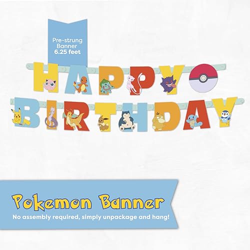 Pokemon Birthday Decorations Party Supplies - Banner & Swirls Kit
