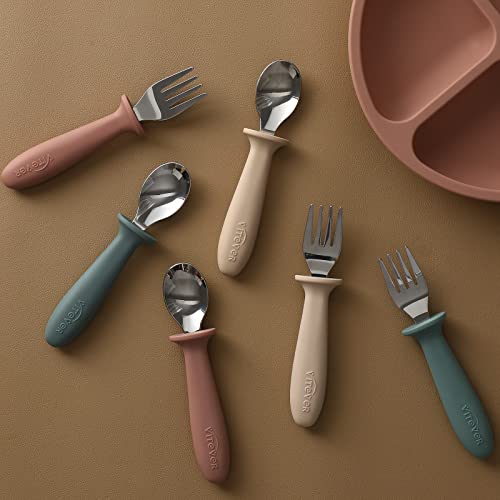 Toddler Utensils 6-Piece Kids Silverware Set with Silicone Handle
