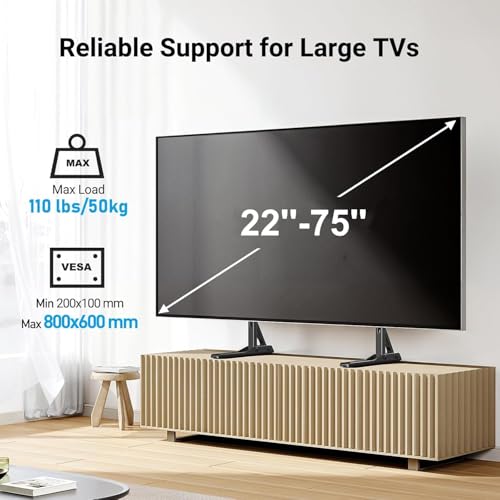 Universal Tabletop TV Stand Base for 20-75 Inch TVs - Height Adjustable