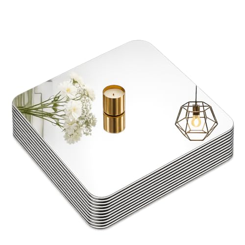 24-Piece 12x12 Inch Square Acrylic Mirror Tiles for Centerpieces and Wall Decor