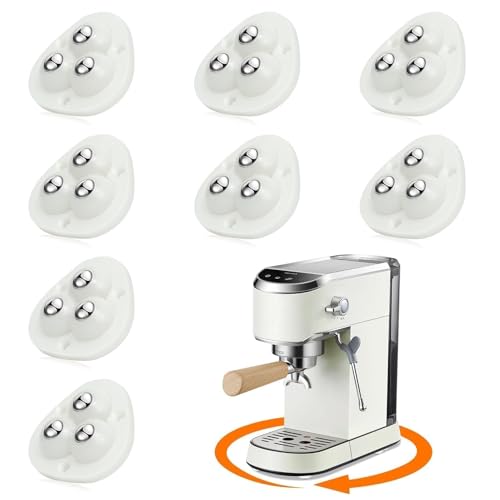 Self-Adhesive Mini Caster Wheels for Kitchen Appliances (8 Pack, White)