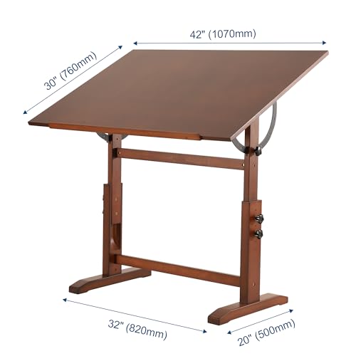Adjustable Wooden Drafting Table 30" x 42" - Solid Pine Art & Drawing Desk