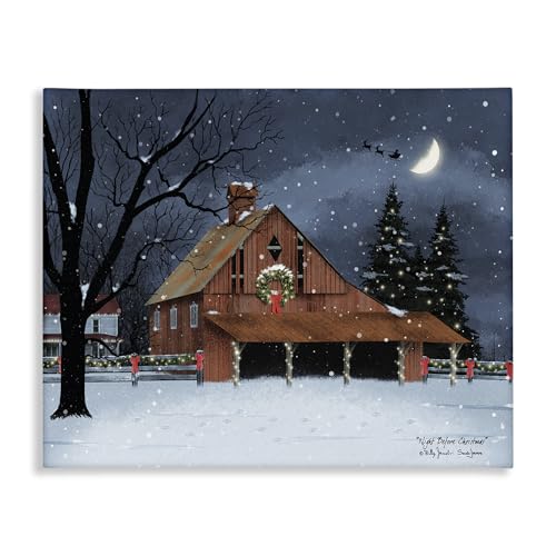 Night Before Christmas Barn 30 x 40 Inch Gallery Wrapped Canvas — Unframed, 40L x 30W