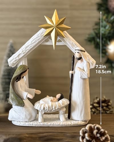 12 Pack Indoor Nativity Set - Christmas Scene Figurines for Holiday Decor