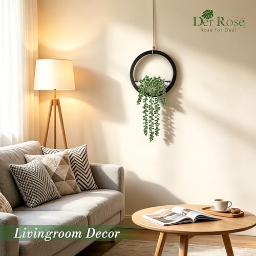 2-Pack Artificial Hanging Succulent Plants in Black Pots, 16-Inch Faux Decor