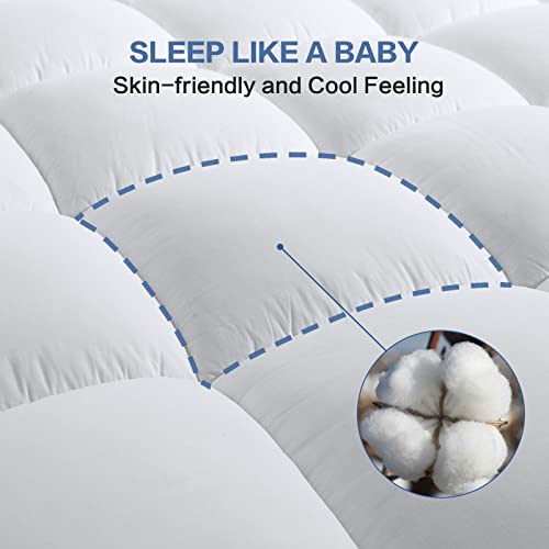 Queen Mattress Topper - Extra Thick Cooling Pad, 400TC Cotton, 8-21" Deep Pocket