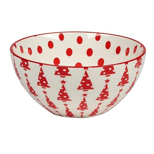 Peppermint Candy 13oz Porcelain Bowls Set of 6 - Christmas Holiday Snack & Dessert Serveware
