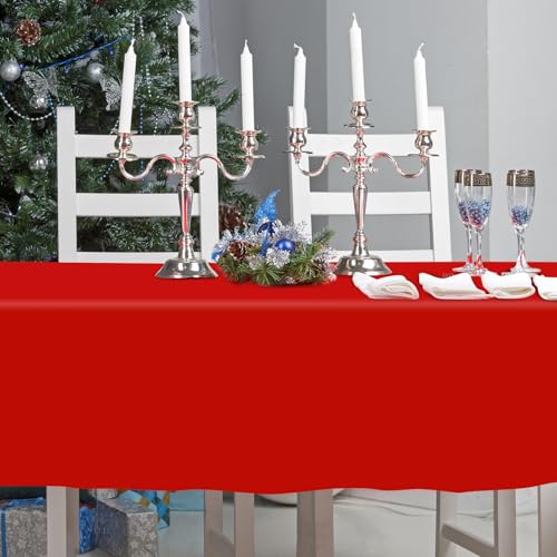 JarThenaAMCS 4Pcs Christmas Plastic Tablecloth Red Green Waterproof 54x108 Inch Holiday Party Decor