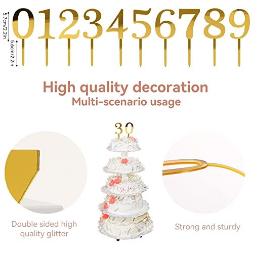 Acrylic Number Cake Topper Set 0-9 for Birthday Wedding Anniversary