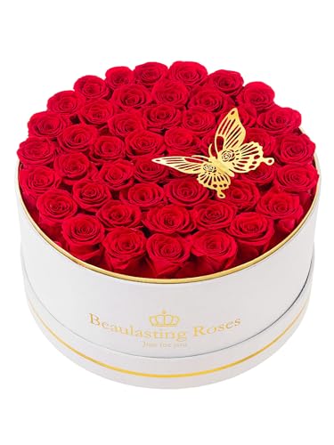 47 Preserved Red Roses in Luxury Velvet Box - Long Lasting Eternal Flowers