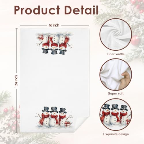 Christmas Snowman Hand Towels for Kitchen & Bathroom 16x24 - Holiday Decor