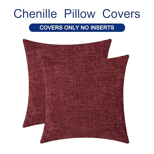 20x20 Inch Burgundy Decorative Couch Throw Pillow Covers Set of 2
