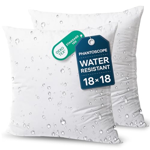 Phantoscope 18x18 Waterproof Outdoor Throw Pillow Inserts - 2 Pack
