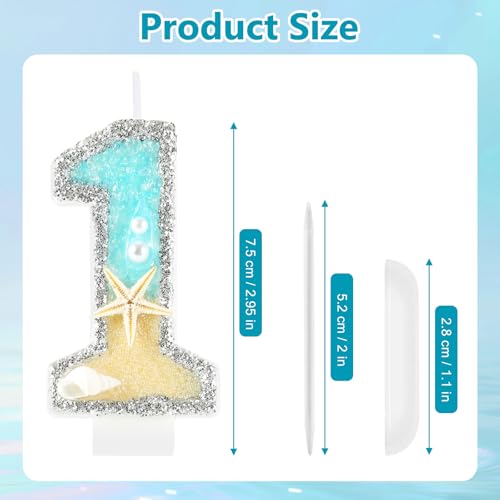Starfish Number 1 Birthday Candle - Blue Ocean Cake Topper